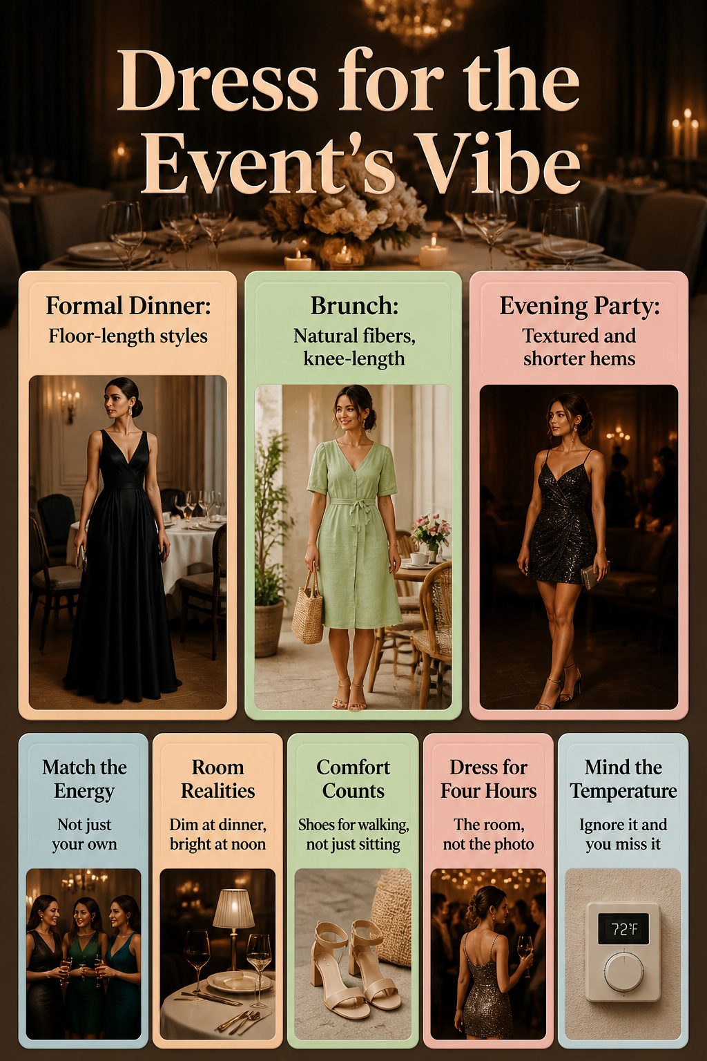 An image illustrating different dress styles suitable for various birthday celebrations.