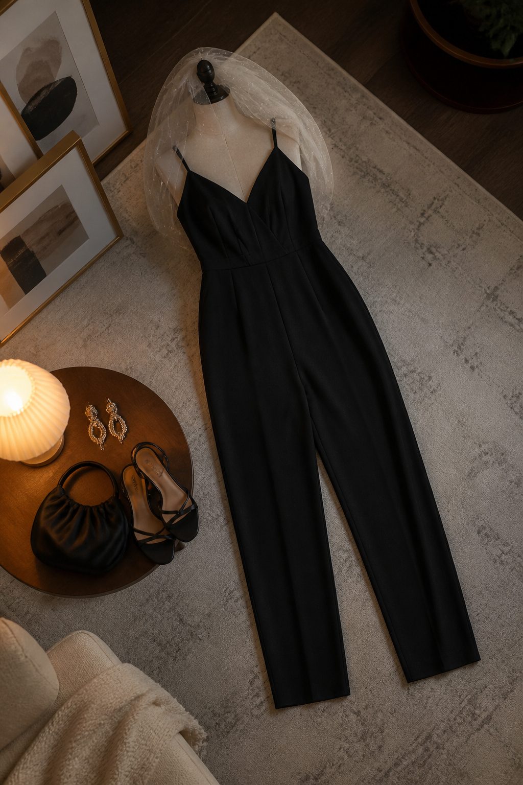 8 Bachelorette Party Outfit Ideas for 2026: What the Bride Actually Wears 6 A mini veil and a black jumpsuit arranged together.