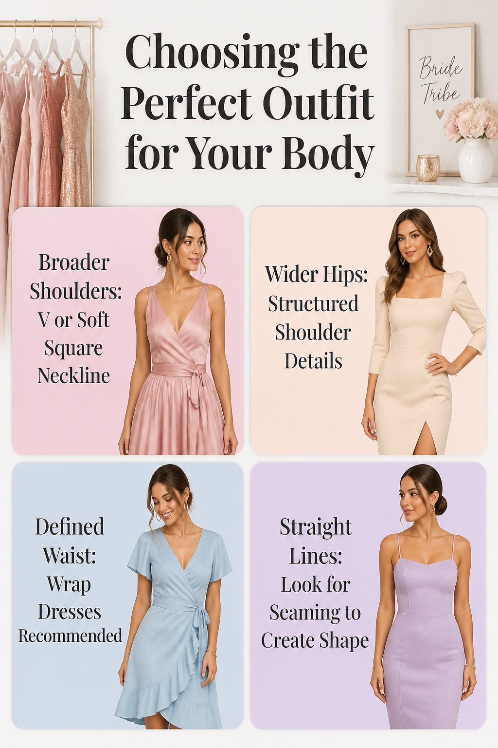 8 Bachelorette Party Outfit Ideas for 2026: What the Bride Actually Wears 9 An information image about choosing outfits based on body shape.