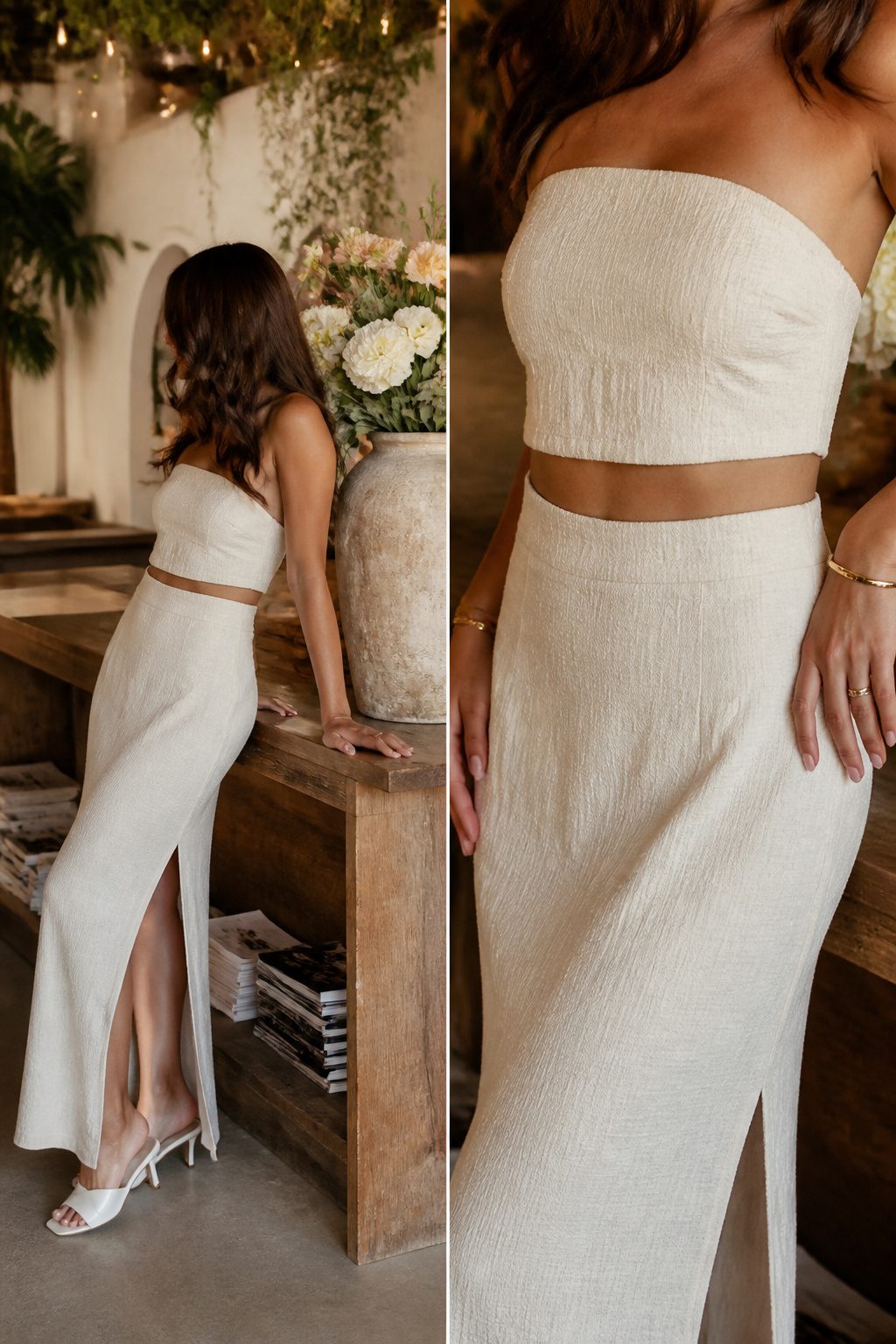 8 Bachelorette Party Outfit Ideas for 2026: What the Bride Actually Wears 3 A two-piece outfit displayed on a mannequin.