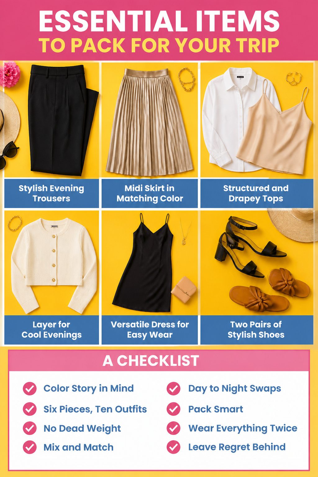 8 Bachelorette Party Outfit Ideas for 2026: What the Bride Actually Wears 10 A list of essential items to pack for a trip.