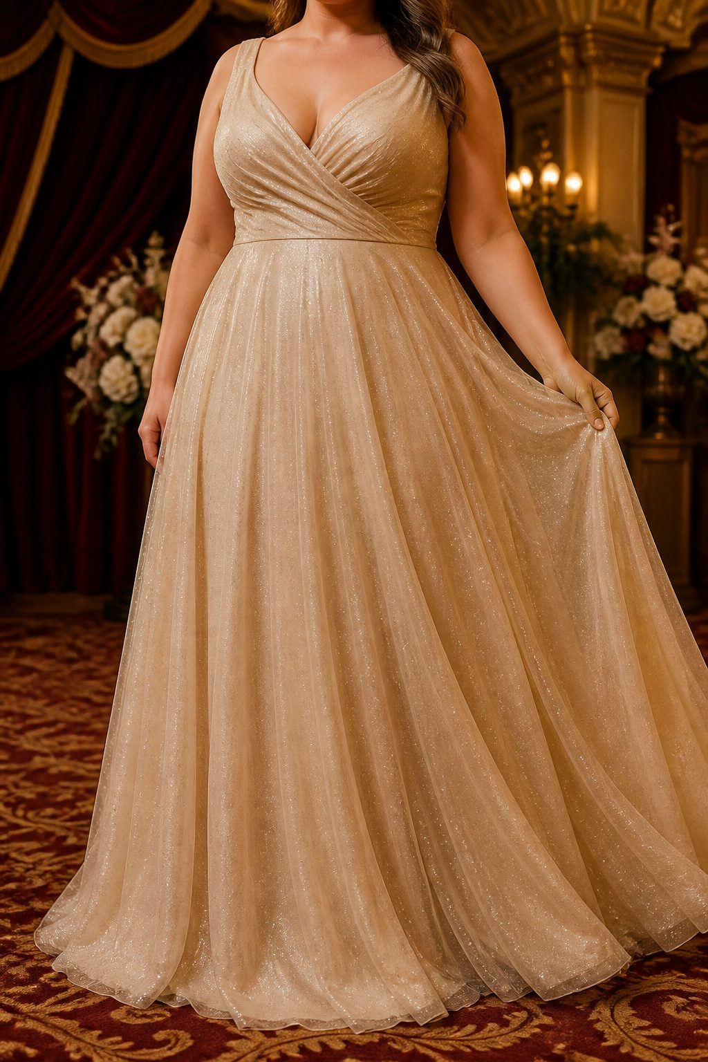 Champagne Color Prom Dresses in 10 Styles for 2026 3 A variety of plus size champagne prom dresses displayed together.