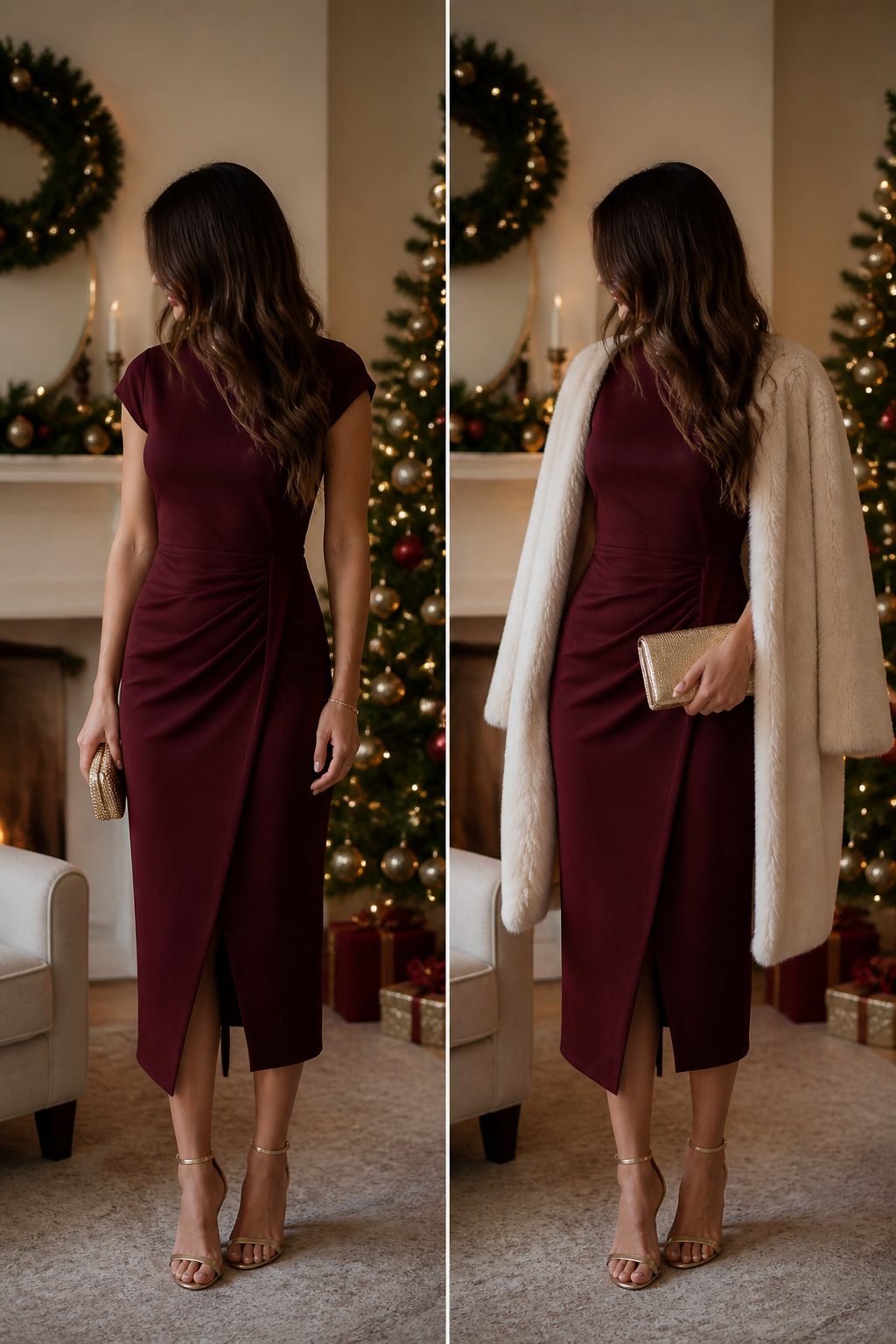 A collection of fabrics in burgundy and navy hues.