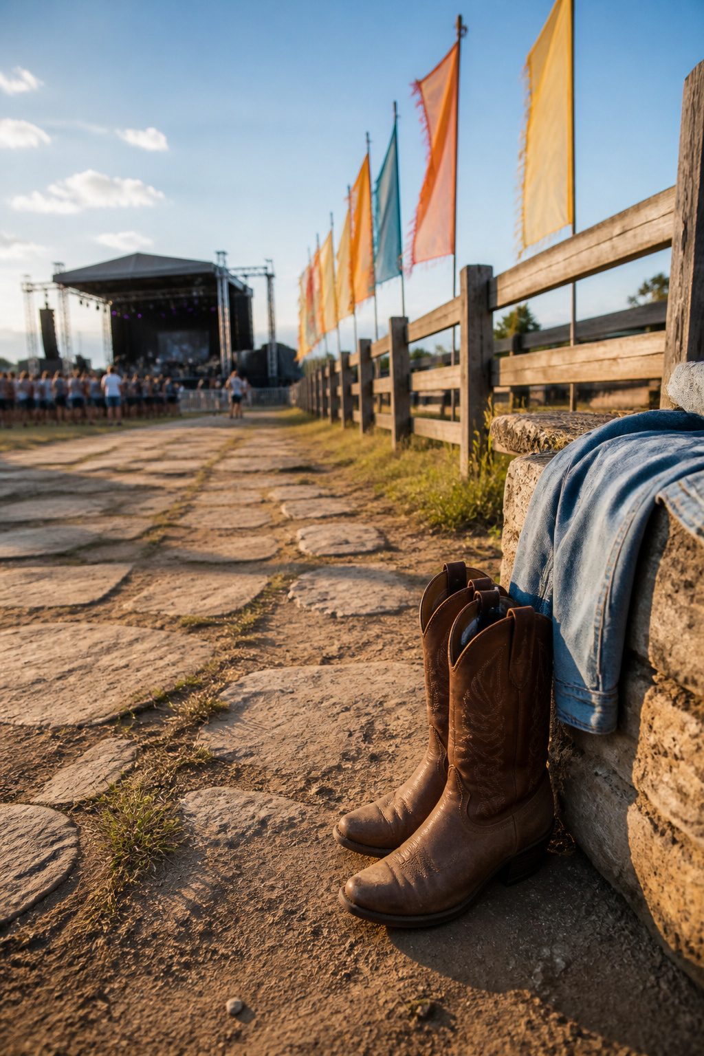 A visual comparison of concert outfit considerations for indoor and outdoor settings.