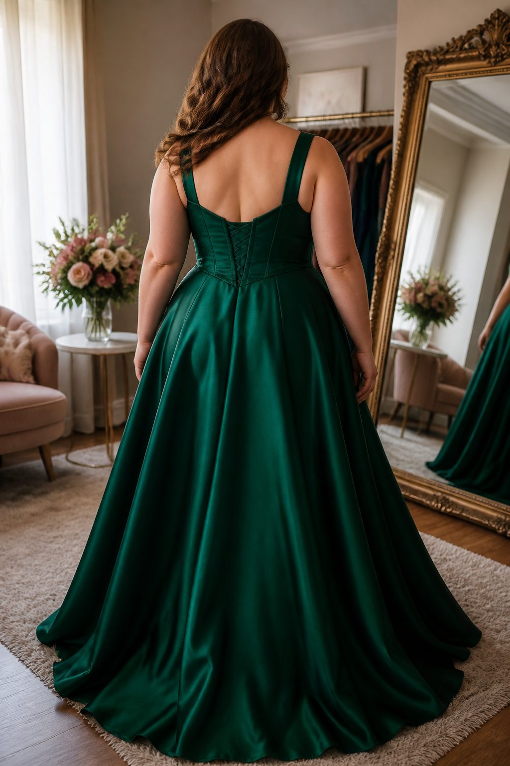 Elegant Prom Dresses 2026: 7 Styles for Any Formal Night 6 A plus size prom dress with a structured bodice and A-line skirt.