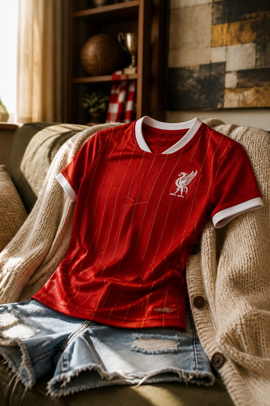 A Liverpool women's football shirt in red with tailored features.