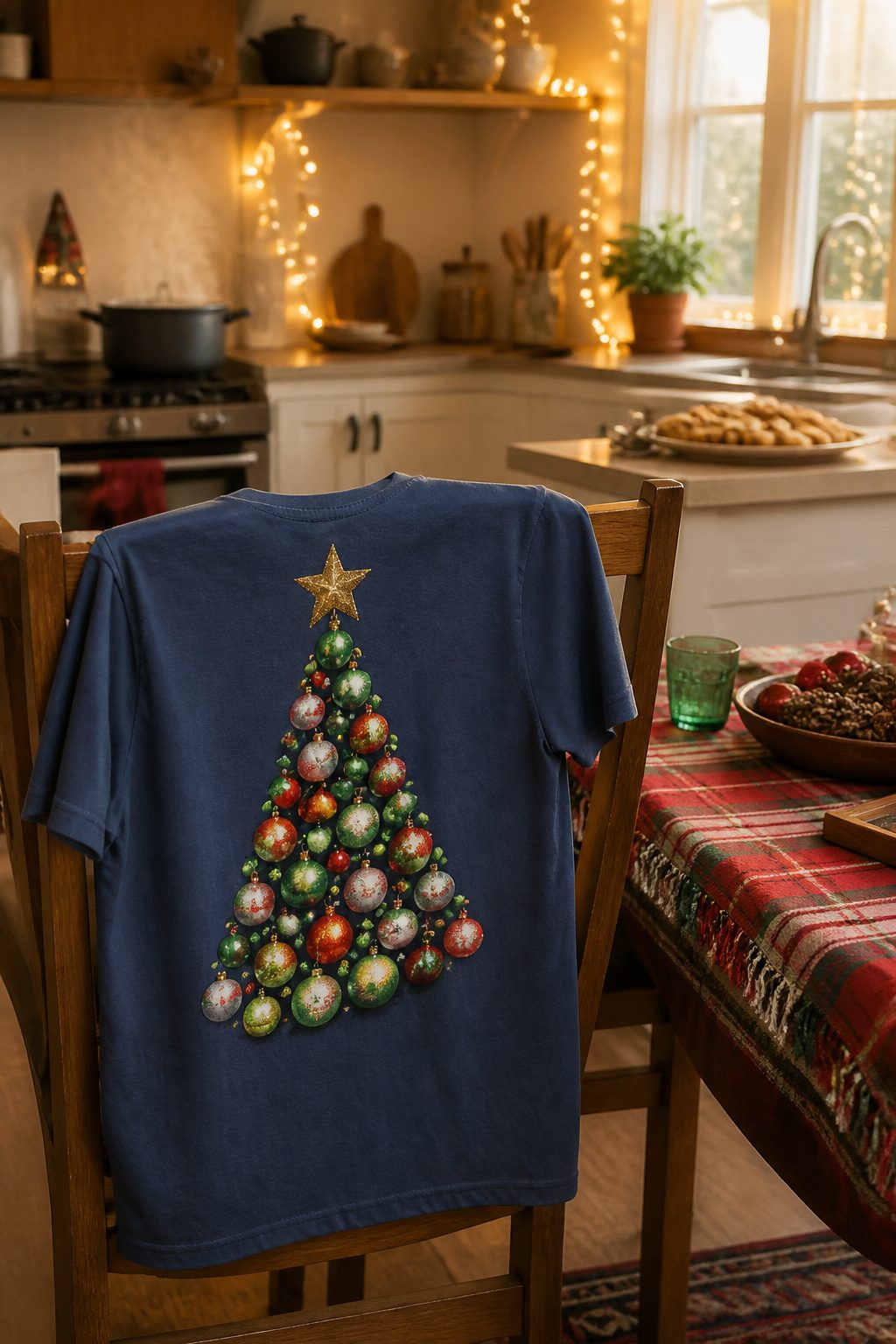 Funny Christmas Shirts: 16 Designs for 2026 9 A blue T-shirt with bold text saying 'Balls Deep In Christmas'.