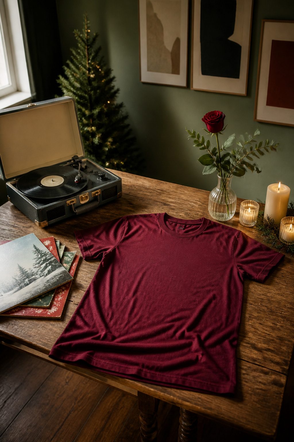 Funny Christmas Shirts: 16 Designs for 2026 12 A burgundy T-shirt with a humorous twist on a classic song lyric.