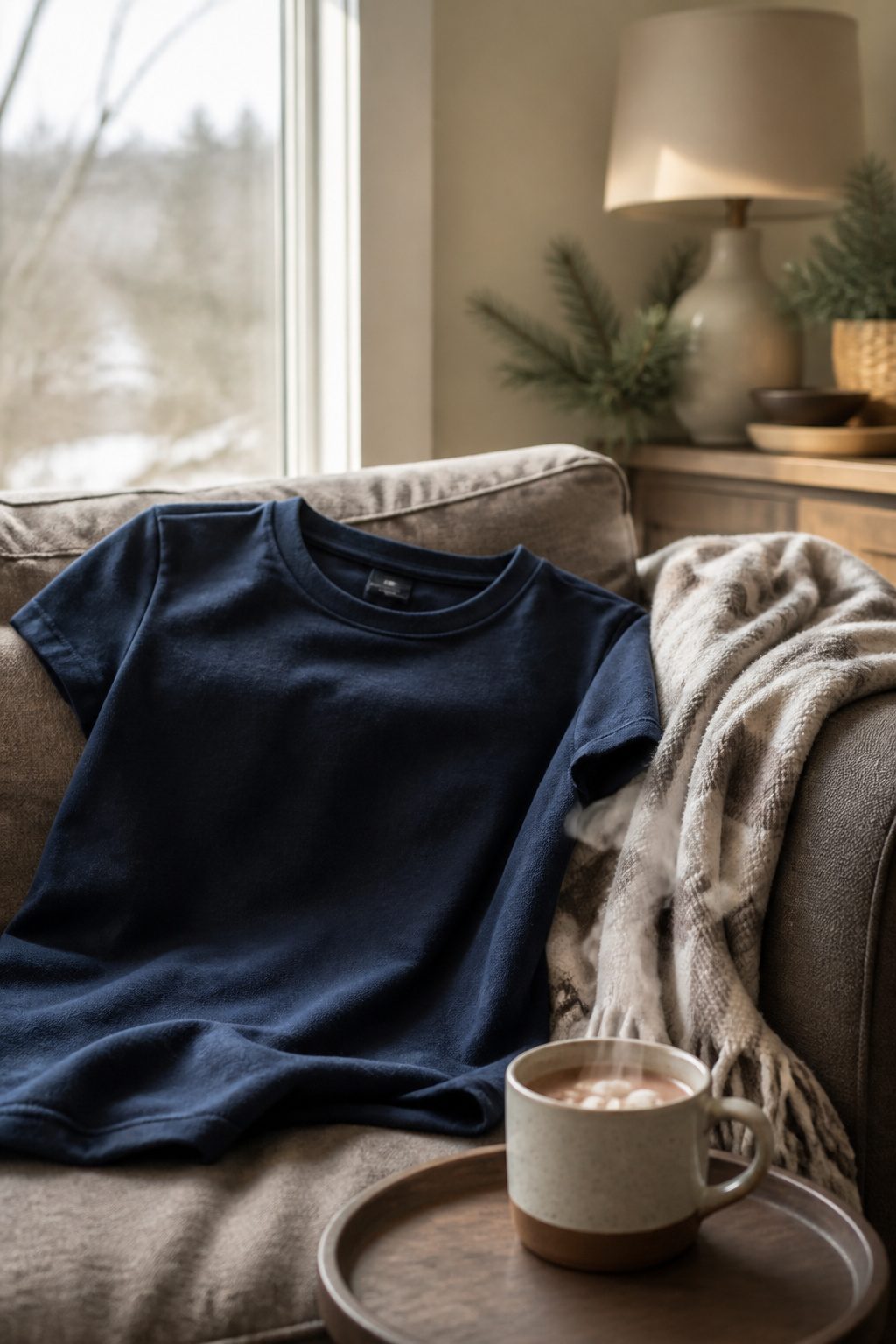 Funny Christmas Shirts: 16 Designs for 2026 2 A navy T-shirt with the word 'Napflix' displayed on a sofa.