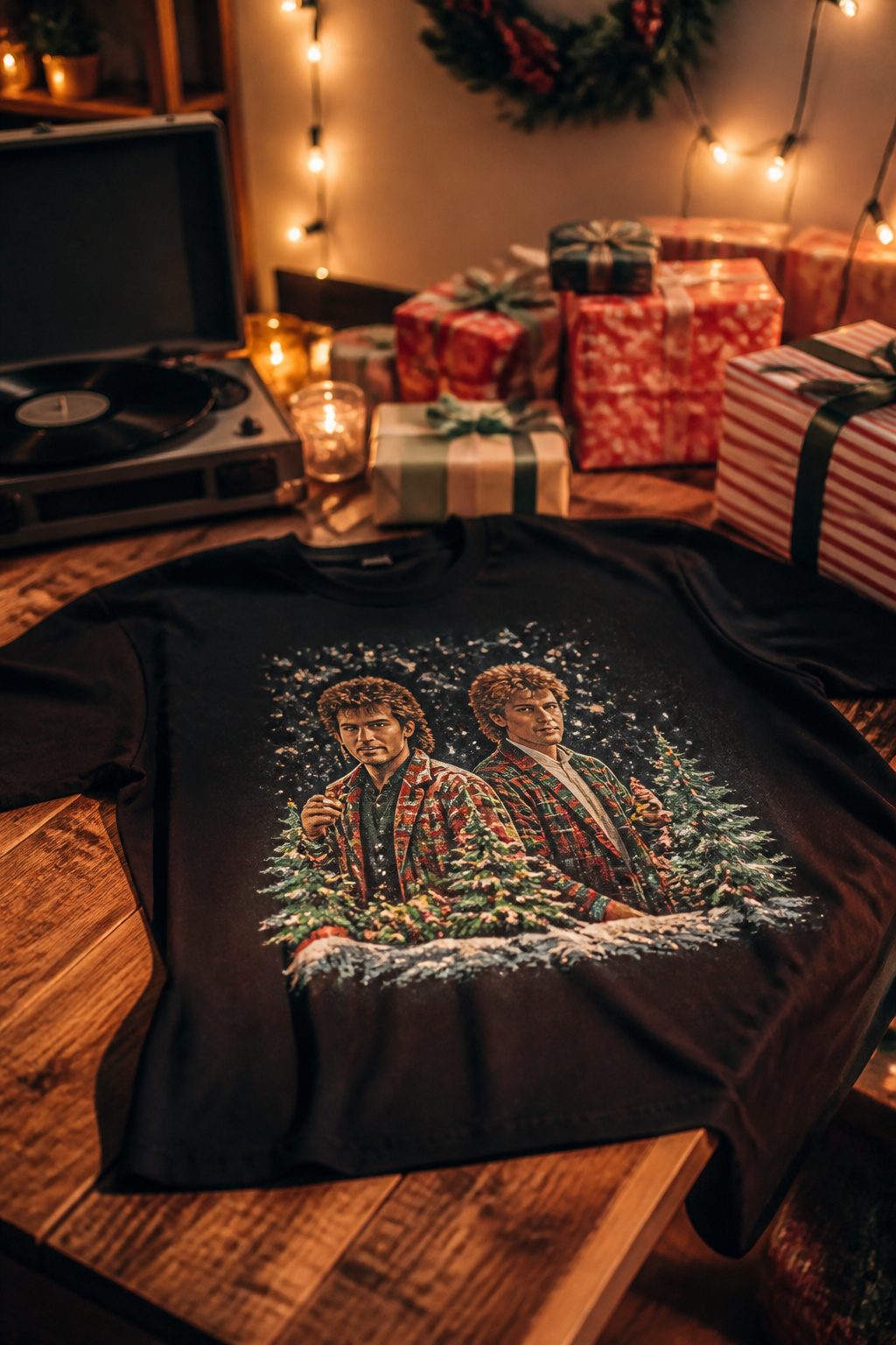 Funny Christmas Shirts: 16 Designs for 2026 5 A T-shirt with retro colors and text referencing WHAM's song.