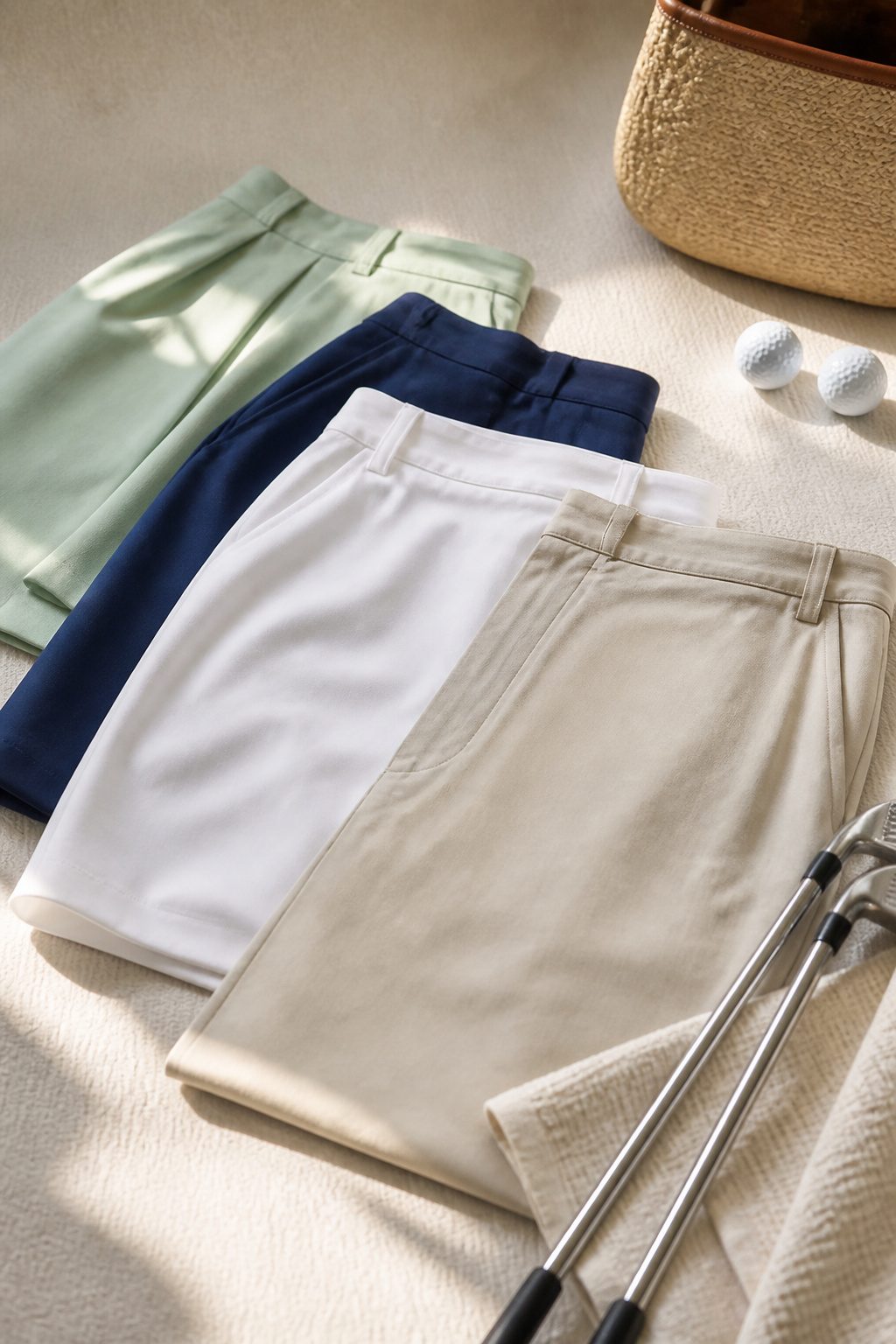 Stylish golf skort displayed in a quiet still life arrangement.