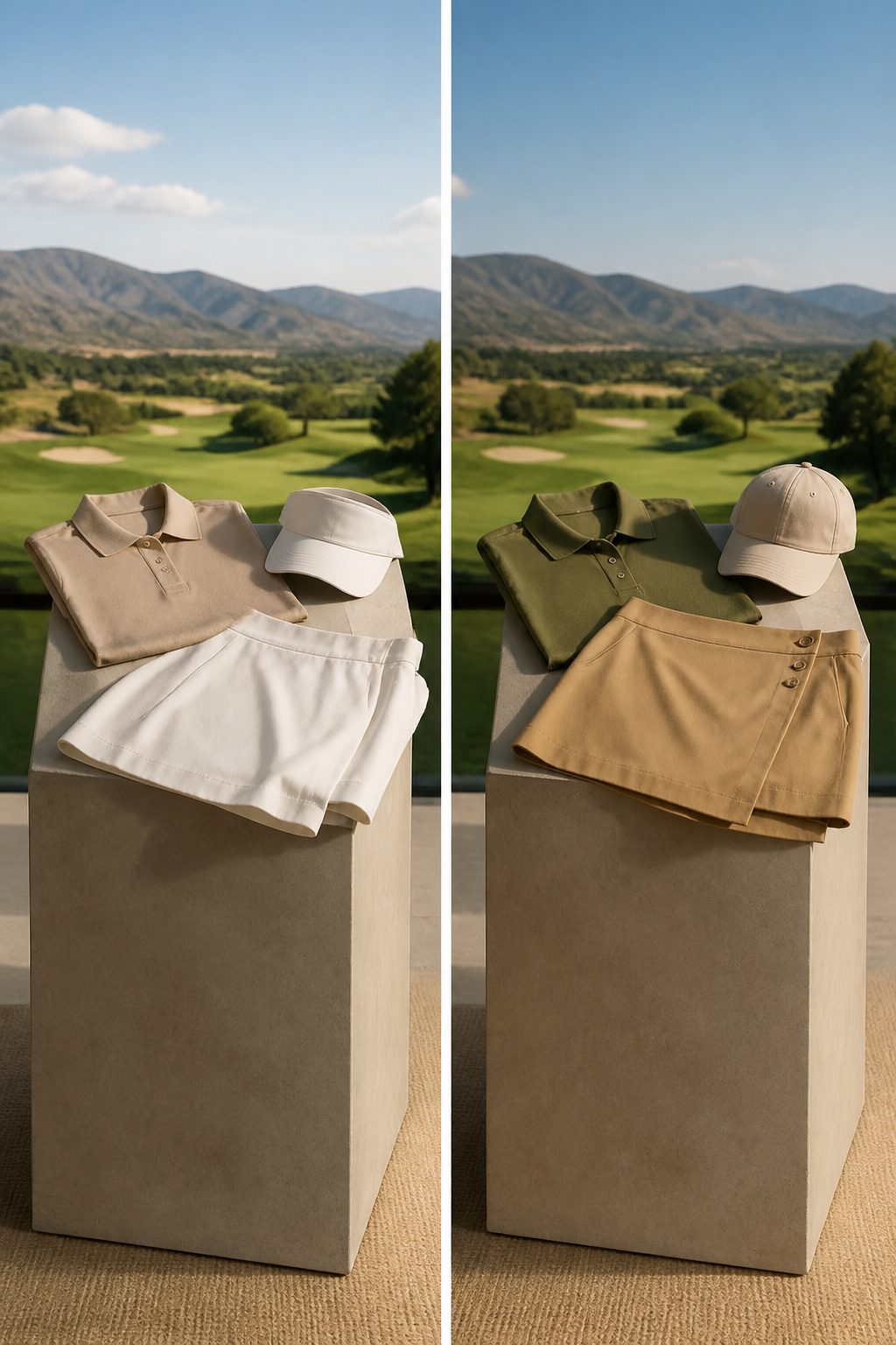 Fashionable women's golf attire displayed, reflecting contemporary style changes.