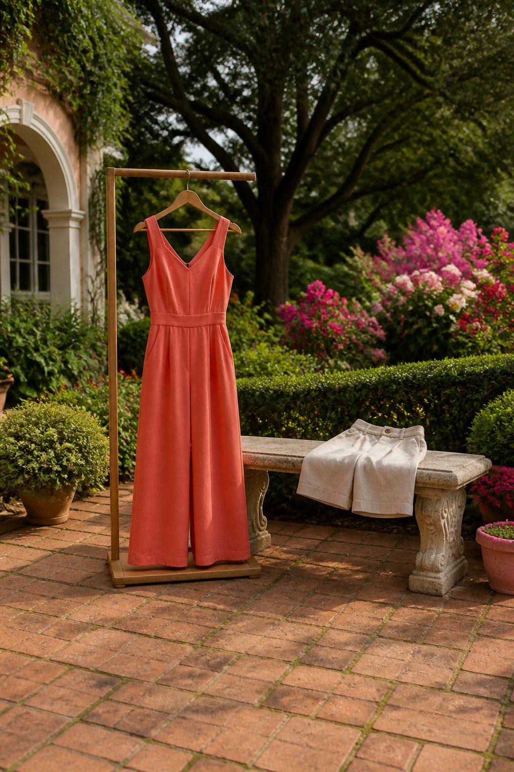 A wide-leg jumpsuit in a solid spring color suitable for the Derby.