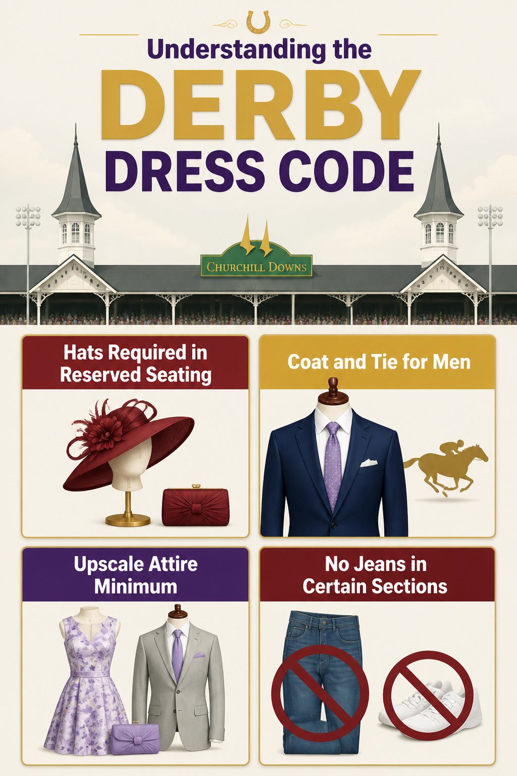 An information graphic about the Kentucky Derby dress code.