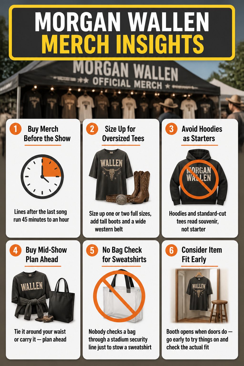 25 Morgan Wallen Concert Outfit Ideas for 2026 Shows 29 Morgan Wallen tour merchandise displayed with outfit ideas.