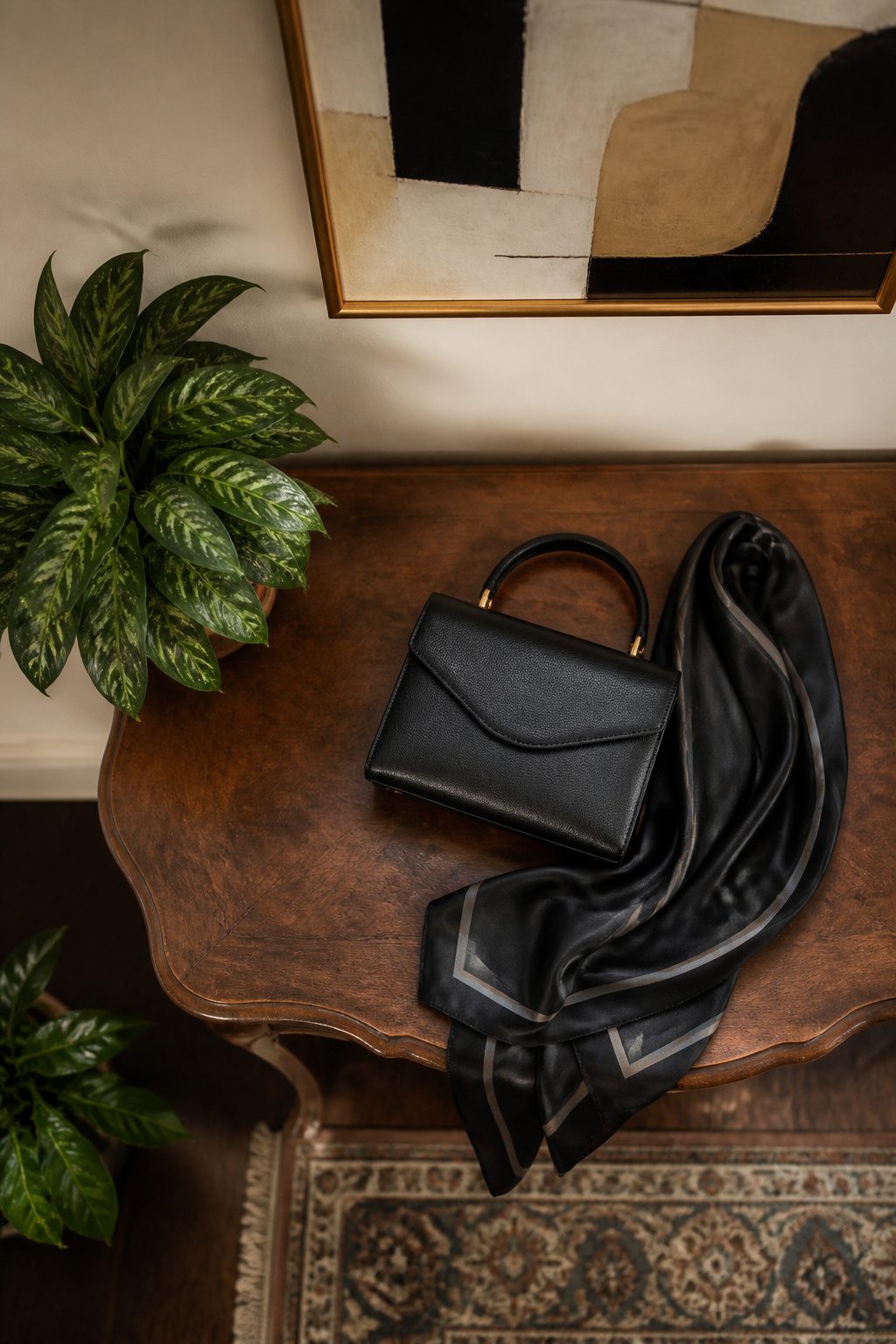 A small to medium handbag matched to funeral outfit options.
